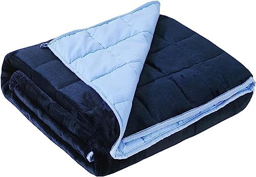 Satwip Weighted Blanket 20 lbs Queen Size Fuzzy Warm Flannel Throw Blanket with Soft Breathable Sanded, 60 x 80 inches, Blue by Satwip