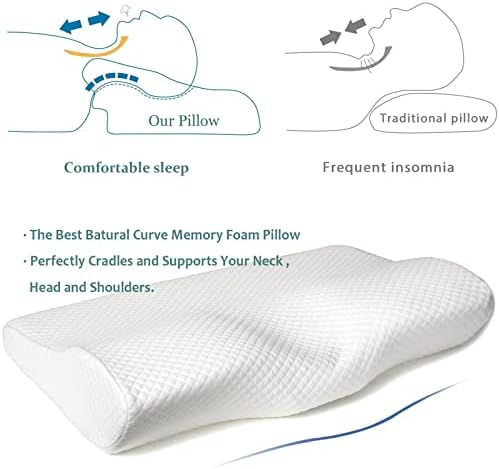 EPABO Contour Memory Foam Pillow Orthopedic Sleeping Pillows, Ergonomic Cervical Pillow for Neck Pain - for Side Sleepers, Back and Stomach Sleepers, Free Pillowcase Included ( Soft & Queen Size) - Image 3