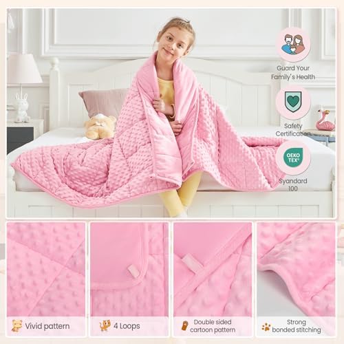 Weighted Blanket - 2 lbs Pink Minky Heavy Blanket, 36"x48", Small Size Breathable Lap Blanket - Image 5
