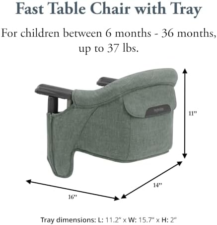 Inglesina Fast Table Chair - Pine Green Melange + Fast Dining Tray - Portable Baby High Chair - for Babies & Toddlers up to 37 lbs - Fits Tables 0.8'' to 3.5'' Thick - Compact - Travel Bag Included - Image 3
