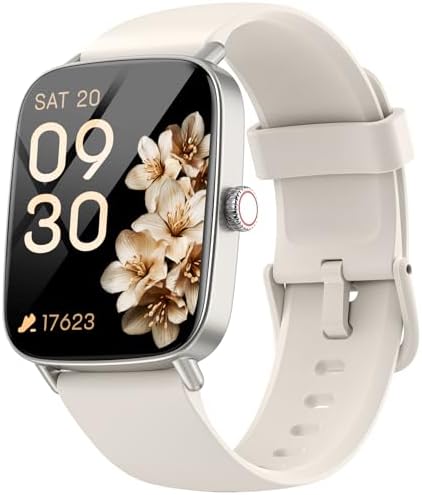 Smart Watch for Women, 1.85" HD Smartwatch Compatible iPhone/Samsung/Android (Answer/Make Calls), 100+ Sport Modes Fitness Tracker with Heart Rate/Sleep/SpO2 Monitor, IP68 Waterproof (Beige) by AEAC