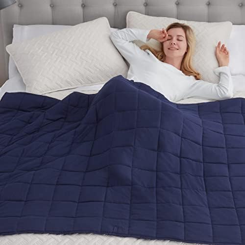 SERTA Zen Rest Wrinkle Resistant Adult Heavy Weighted Throw Blanket Filled with Glass Beads, 15 lbs (60 in x 80 in), Navy - Image 4