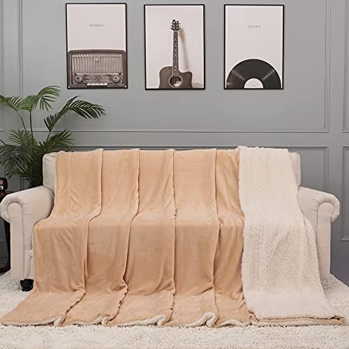 NANPIPER King Size Blanket Warm Sherpa, Soft Fleece Throw for Bed, Reversible Thick Fuzzy Microfiber for Winter (Beige,90x108 inches) - Image 4