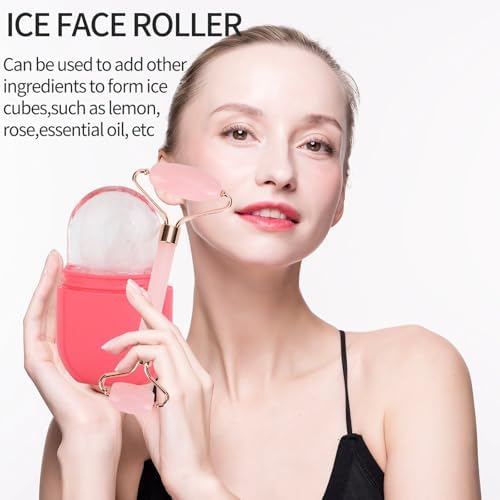Facial Skincare Ice Roller Mold-Ice Roller for Face and Eye，Beauty Cube Brighten Skin &Enhance Natural Glow &Remove Fine Lines，Facial Beauty Ice Roller Skin Care Tools (Oval, pink set) - Image 7