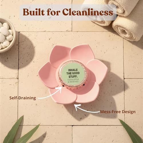 MESMOS Lotus Shower Steamer Trays, Silicone Soap Holder & Small Shower Steamer Dish, Self Draining Flower Tray for Spa Gifts, Self Care & Mom Relaxation - Image 5