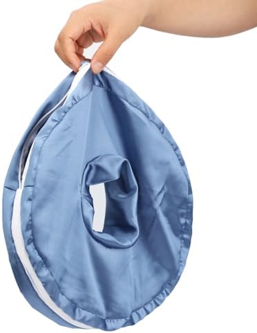 Washable Silky Satin Ear Piercing Pillow Cover, Removable Pillowcase Smooth Cooling Donut Pillow Case Hole for Ear Pain Relief CNH Sleeping Pressure Sore Side Sleepers Ear Guard Protector, Haze Blue by Heal+n+Hope