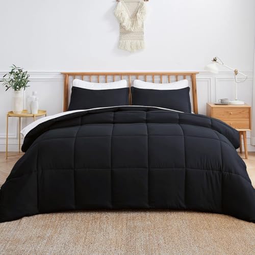 MAPLE DOWN Soft California King Size Comforter Duvet Insert-Down Alternative Comforter with Corner Tabs-Lightweight Fluffy Breathable Machine Washable (Black,102“x96”) by MapleDown
