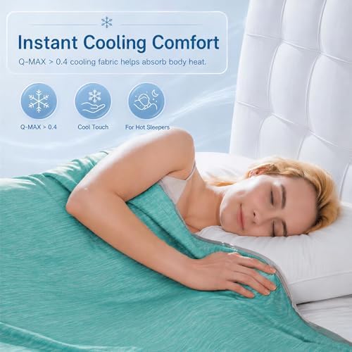 Twin XL Size Cooling Blanket for Hot Sleepers - Lightweight Breathable Cool Cold Blanket - Keep Cool for Night Sweats, Soft Thin Ice Blankets for Bed Couch Sofa, (Aqua Splash, 60"x90") - Image 5