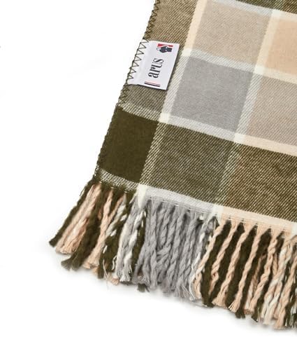 Arus Acrylic Highlands Collection Queen Throw Blanket Green Plaid, 60x80 - Image 3