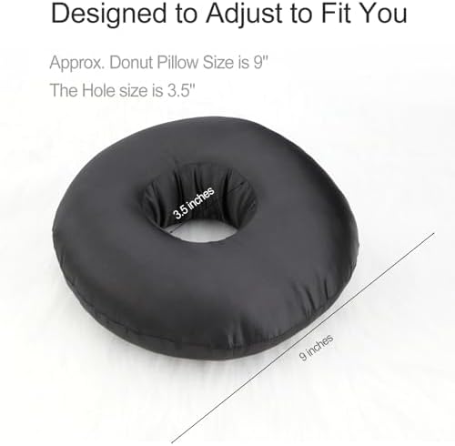 Silky Satin Piercing Pillow Ear Pillows Donut with Hole for Ear Pain CNH Piercing Pain Relief Sleeping Pressure Sore Side Sleepers Smooth Cooling Ear Guard Protector, Black - Image 6
