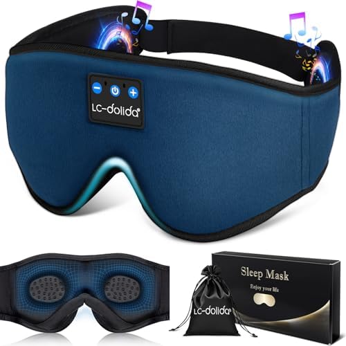 LC-dolida Sleeping Headphones Eye Mask, Sleep Mask with Bluetooth Headphones 3D Eye Mask Wireless Music Cotton Sleep Cover for Side Sleepers Nap Insomnia Air Travel Meditation Gifts for Unisex by LC-dolida
