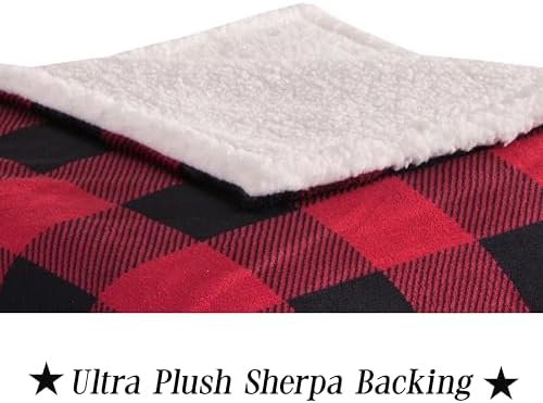 Elegant Comfort Luxury Ultra-Plush Velvet Touch Buffalo Plaid Fleece Throw - Soft, Warm, Cozy Micromink Sherpa-Backing Reversible Blanket for Bed, Sofa and Couch, Buffalo Burgundy - Image 4