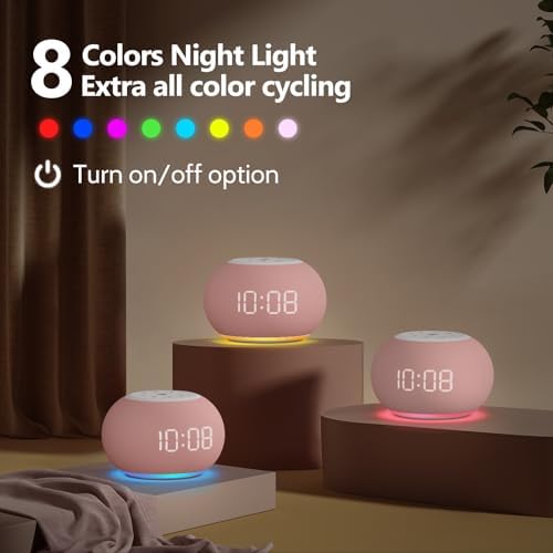 REACHER Auto Dimmable Sound Machine Alarm Clock with Night Light for Girls - Image 6