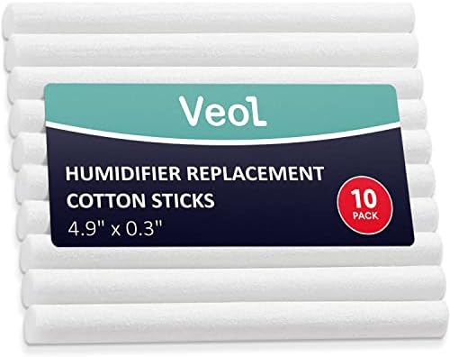 Humidifier Cotton Stick Filter Replacement, Portable Refill Sponges, Compatible with H2O, GENIANI, USB, Travel Humidifiers for Office, Car, Bedroom, Small Diffuser (Pack of 10) by VEOL