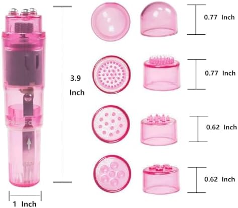 Mini Portable Small Vibrating Massage Tool 4 Heads Massager Pocket for Women Neck Shoulder Face Back Foot Muscles (2PK Pink) - Image 3