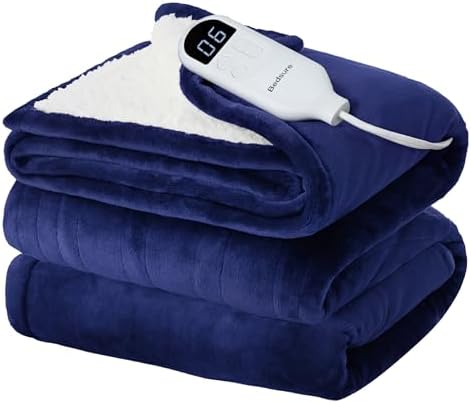 Bedsure Heated Blanket Full Size, Soft Electric Blanket with Preheat, Navy by Unknown