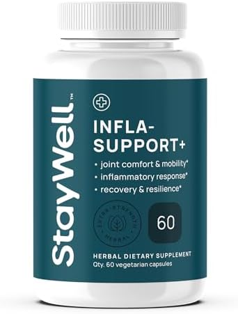 Stay-Well Naturals Infla-Support Plus- 750mg Herbal Supplement Blend with Curcumin and Ashwagadha Extract, Shatavari, Kavach, Fenugreek, Pippali, Guduchi, Shilajit, Goshura and Sunthi 60ct by Stay-WellNaturals