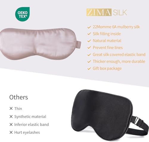ZIMASILK 100% 22 Momme Pure Mulberry Silk Sleep Mask,Filled with 100% Mulberry Silk,Silk Wrapping Strap- Super Soft & Comfortable Sleep Eye Mask for Sleeping (Light Plum) - Image 5
