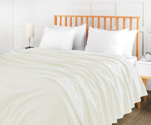 Utopia Bedding 100% Cotton Thermal Blanket Ivory King, 90x108 Inches - Image 6