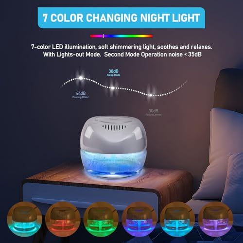 Water-Based Purifier Air Washer, Variable Speed Air Washer Aroma Diffuser with 7 Color 6 LED Night Light, Aroma Fresher Small Air Cleaner, Air Revitalizer & Freshener for Home, Office - Image 4