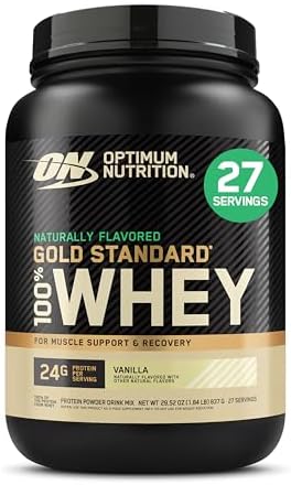 Optimum Nutrition Gold Standard 100% Whey Naturally Flavored Protein Powder, Vanilla, (Packaging May Vary), 1.9 Pound (Pack of 6) by OPTIMUMNUTRITION