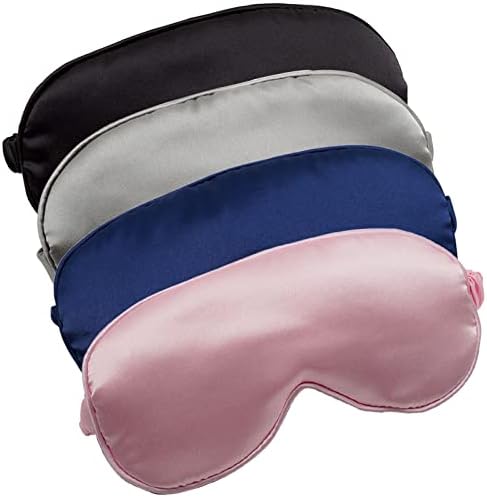 LERSVICVIL Sleep Masks 4 Pack Silky Eye Cover Soft Satin Blindfold Elastic Strap Night Eye Shade for Women Men by LERSVICVIL
