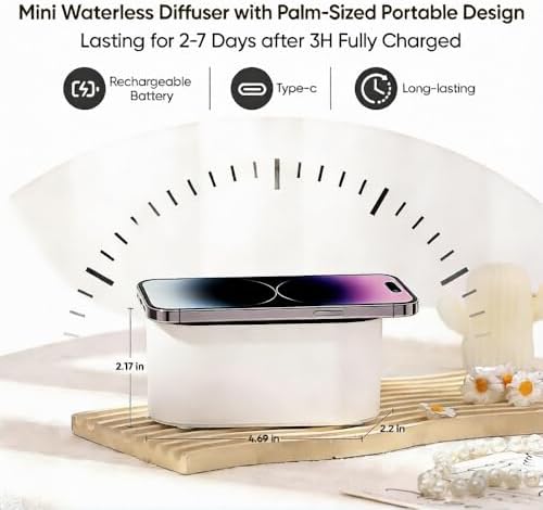 Lecdura Waterless Diffuser for Essential Oil, Battery Operated Scent Air Aromatherapy Diffuser, Mini Aroma Diffusers with 3 Intermittent Mist Modes, Cycle Start for 400-700 sq.ft Home Office Bedroom. - Image 4