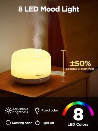 InnoGear 500ml Essential Oil Diffuser for Home Cool Mist Humidifier B White - Image 5