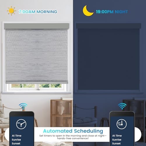 Motorized 100% Blackout Roller Shades – Custom Smart Blinds with Remote Control, Rechargeable Battery or Plug-in Motor, Tuya WiFi Optional, Home & Office Automatic Window Shades (Cement Gray/CH9429) - Image 6