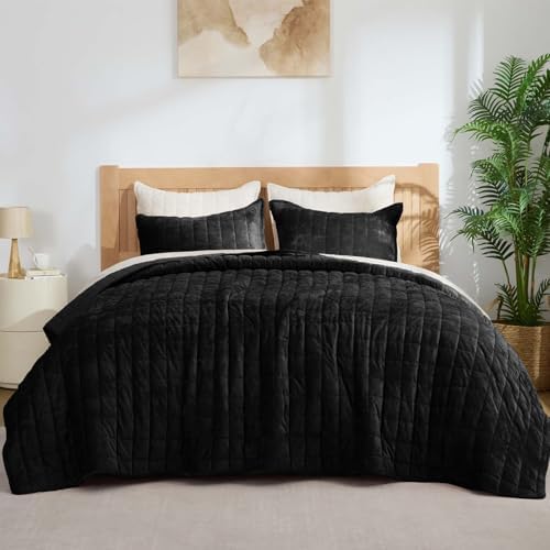 BEDELITE Velvet Quilt Set King Size, Luxury Velvet Comforter Bedding by BEDELITE