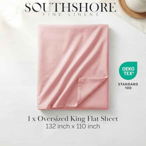 King Flat Sheet Only Oversized Top Sheet Extra Deep Mattress 132x110 Pink - Image 2