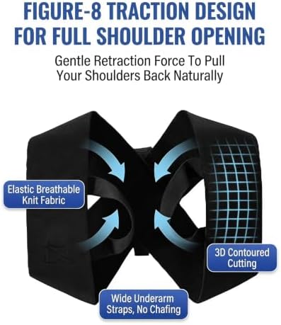 Boiten Back Posture Corrector for Women & Men Back Straightener Strap, Black, XL - Image 3