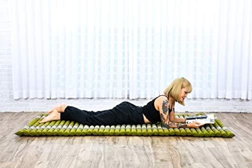 Leewadee - Kapok Roll Mat – Handcrafted Folding Sleep & Relaxation Mattress from Thailand, Ideal as Guest Bed, Camping Mat, Yoga Mat or Traditional Futon, 75 x 39 inches, Green - Image 2