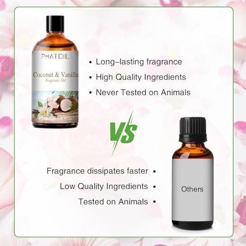 PHATOIL Coconut & Vanilla Fragrance Oil for Diffuser Aromatherapy 3.38FL.OZ - Image 4