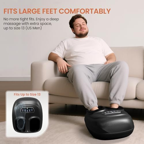 CILI Shiatsu Foot Massager with Heat, Electric Feet Massager Machine with Kneading Vibration and Compression, Detachable Washable Cover, Fits Up to Men Size 13, Relaxing Home Use - Image 5