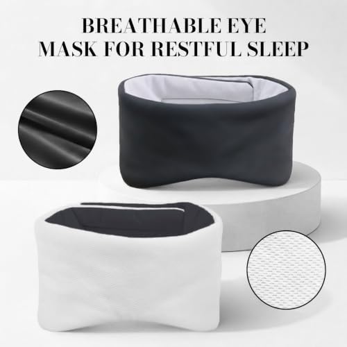 Sleep Mask for Women Men, Reversible Eye Mask Sleeping with Cozy & Cooling Sides, Adjustable Velcro Band, Blackout Face-Hugging Padded Eye Cover for Sleeping Travel Office, Black/White - Image 6