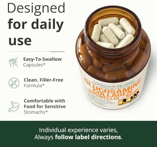 Glucosamine Chondroitin with 1200mg Hydrolyzed Collagen Peptides, Boswellia Extract, Quercetin, Bromelain, MSM – Hair Skin Nails and Joint Supplement for Women & Men – FSA Eligible 120 Capsules - Image 5