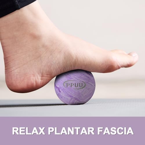 Massage Lacrosse Ball, 2.5 Inch Firm Solid Rubber Deep Tissue Ball for Myofascial Release, Plantar Fasciitis & Muscle Knot Relief, for Foot, Glutes, Shoulder Blades, Calves, 1 Count Purple-02 - Image 2