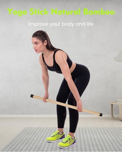 P Polerden Yoga Stick, 5ft Exercise Stick for Mobility, Stretching Stick with Non-Slip Ends, Exercise Dowel for Pilates, Balance Pole and Stretch Bar for Stretching Equipment - Image 2