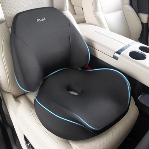 FLORICH Lumbar Support Pillow and Car Seat Cushion, Ergonomic Back Support Pillow and Seat Chair Cushion for Office Chair Memory Foam Lumbar Support and Car Seat Cushion for Car Seat Driver - Black by FLORICH