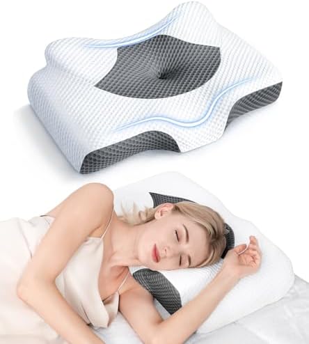 Osteo Cervical Pillow for Neck Pain Relief, Hollow Design Odorless Memory Foam Pillows with Cooling Case, Adjustable Orthopedic Bed Pillow for Sleeping, Support for Side Back Sleepers by OSTEO