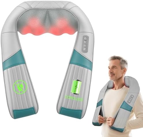Snailax Cordless Neck Massager with Heat, Rechargeable Shiatsu Neck Back Massager for Pain Relief Deep Tissue, 4D Knead Shoulder Massager Pillow, with Portable Carry Bag, Gifts/Presents for Mom, Dad by Snailax