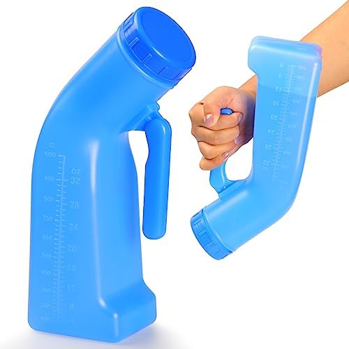 Urinal Bottle Male Urinals Portable Urine Bottle with Screw Lid 1200 ml Plastic Pee Bottles for Men by LAOJU