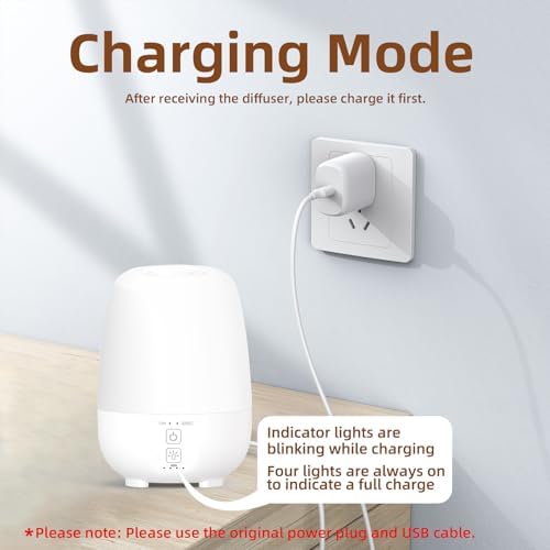 SEEDSEEL 150ML Rechargeable Battery Operated Essential Oil Diffuser,7-Hour Runtime with 7 LED Color Changing Lights Portable Cordless Aromatherapy Diffuser - Image 3