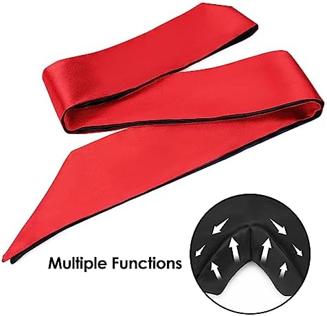 FRESHME Satin Eye Mask Sleeping - Adjustable Eye Shade Soft and Comfortable Satin Eye Blinder Cover for Women Men Night Travel Nap Meditation Valentine's Day Gift 160cm/63in Black and Red - Image 7
