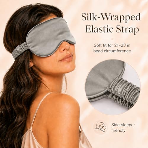 Silk Sleep Mask Light Blocking Luxury 100% Mulberry 19mm Silk Eye Mask Eye Cover Blindfold Ultra Soft Light & Comfy Anti Aging Skin Care with Travel Bag Gift Package - Image 4