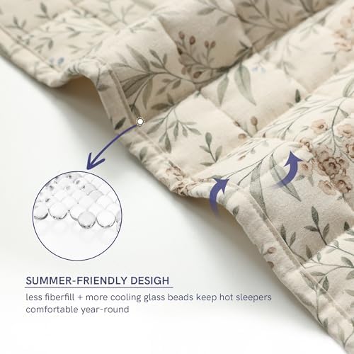 YnM King Size Linen Weighted Blanket for Adults (88x104 Inches, 30 Pounds, Botanical), Exclusive Smallest Compartments, Heavy Bed Blanket for Two Persons of 140~240lbs on Queen or King Bed - Image 5