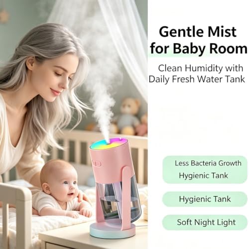 UEISODC Bedroom Humidifier, USB Mini Portable Humidifier with Ultrasonic Nano-Fine Mist, Auto Shut-Off, Rotatable Design, Quiet Operation, and Easy Refilling & Cleaning - Image 4