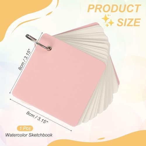PATIKIL Mini Watercolor Sketchbook, 3.15 x 3.15 55 Sheets/110 Pages Portable Square Travel Watercolor Notebook 230GSM (107lb) Detachable Painting Sketch Book Art Sketchbook, Pink - Image 2
