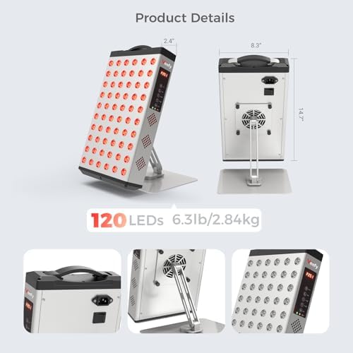 Red Light Therapy Panel, 660nm Red Light and 850nm Near Infrared Light Device, 60 LEDs, 300W LED Power, Adjustable 1-60 Min Timer, Stand and Eye Protection for Face and Body Care - Image 4
